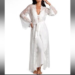 In Bloom by Jonquil Allover Lace 3/4 Sleeve Long Coordinating Robe